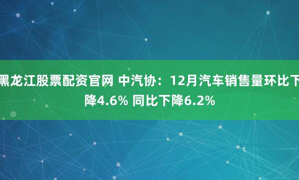 黑龙江股票配资官网 中汽协：12月汽车销售量环比下降4.6% 同比下降6.2%