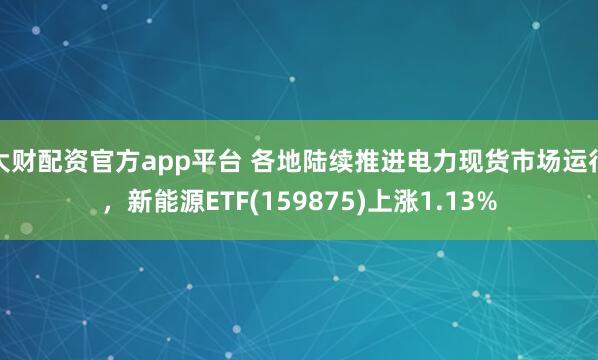 大财配资官方app平台 各地陆续推进电力现货市场运行，新能源ETF(159875)上涨1.13%